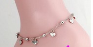 Bracelet Cheville Breloques Coeur Argenté
