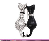 Broche Duo de Chats Cristaux