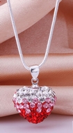 Chaîne & Pendentif Coeur de Cristal Rouge