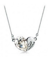 Collier demi coeur cristal & love