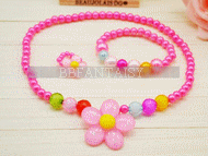 Parure Collier, Bracelet & Bague Fleur Rose