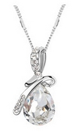 Chaîne & Pendentif Goutte d'eau Blanche Swarovski