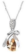 Chaîne & Pendentif Goutte d'eau Champagne Swarovski
