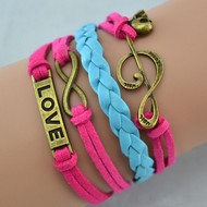 Bracelet liens tressés love musique infini