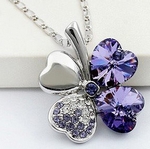 Chaîne & Pendentif Trèfle Quatre Feuilles DarkPurple