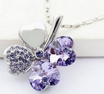 Chaîne & Pendentif Trèfle Quatre Feuilles Purple