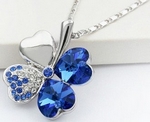 Chaîne & Pendentif Trèfle Quatre Feuilles DarkBlue