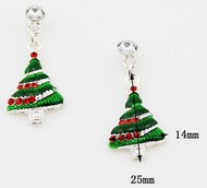 Pendant d'Oreille Sapin de No&euml;l avec Guirlande