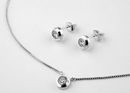 Ensemble Chaîne Pendentif & Clous d'Oreilles Swarovski Argent