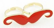 Double Bague "Moustache" Rouge