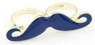 Double Bague "Moustache" Bleue